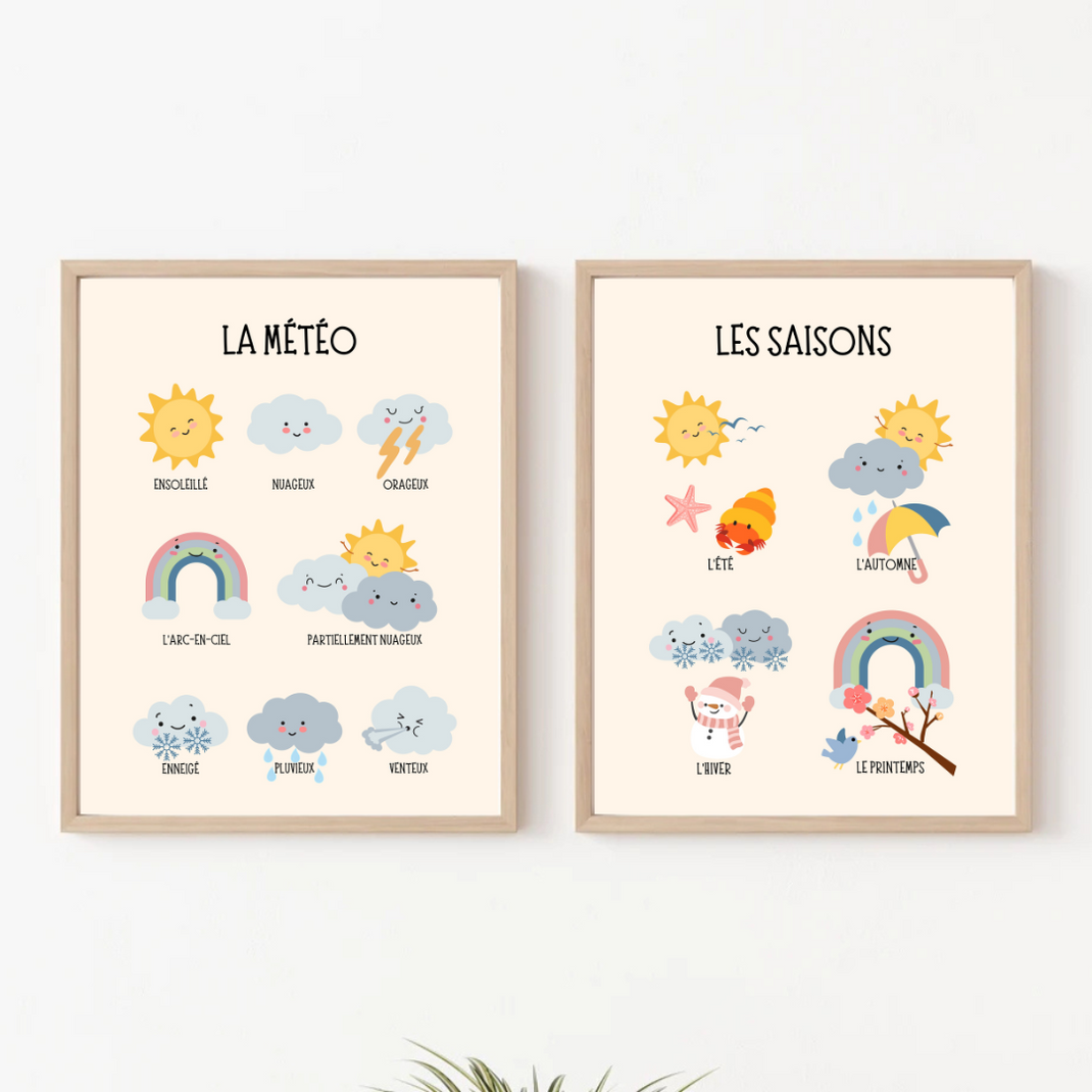 Betinyar Lot 24 Affiches Éducatives Mignonnes – Posters Apprentissage & Motivation, Chambre Enfant & Coin Calme