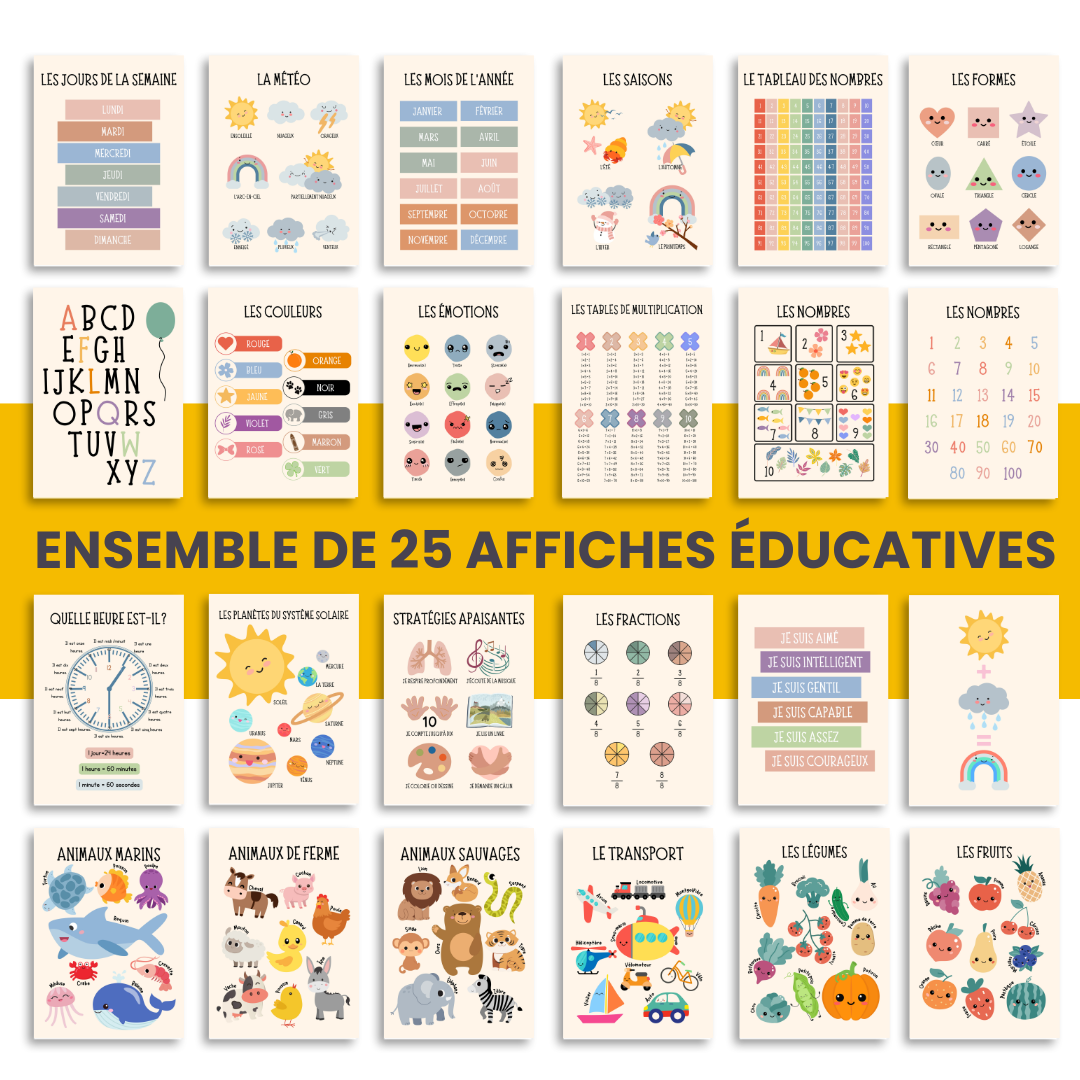 Ensemble de 25 affiches éducatives